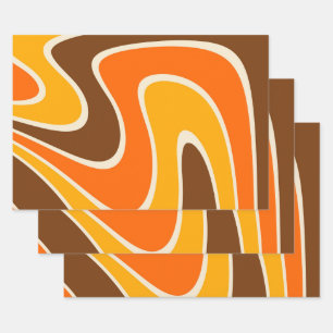 Hoja De Papel De Regalo Diseño de lava retro abstracto de los años 70
