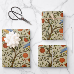 Hoja De Papel De Regalo Diseño de naranjas manzanas elegantes en árboles m