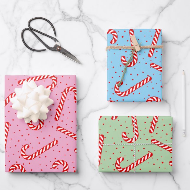 Hoja De Papel De Regalo Diseño de Navidades Candy Canes (Anverso)