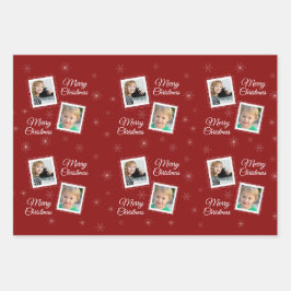 Hoja De Papel De Regalo Diseño de Navidades de personalizado 2 fotos en ro