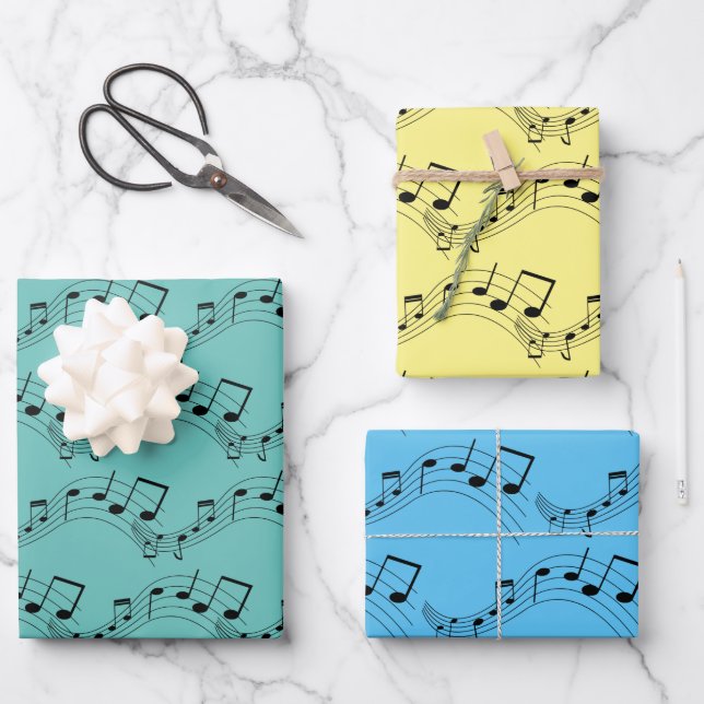 Hoja De Papel De Regalo Diseño de notas musicales (Anverso)