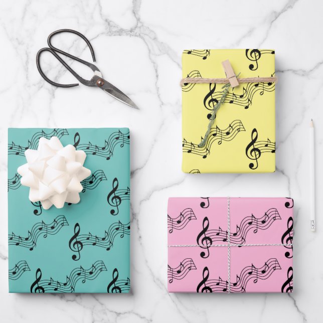 Hoja De Papel De Regalo Diseño de notas musicales (Anverso)