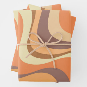 Hoja De Papel De Regalo Diseño de ondas retro modernas multicolores