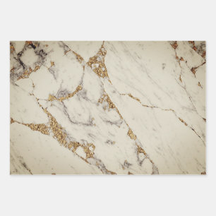 Hoja De Papel De Regalo Diseño de oro Marble Blanco