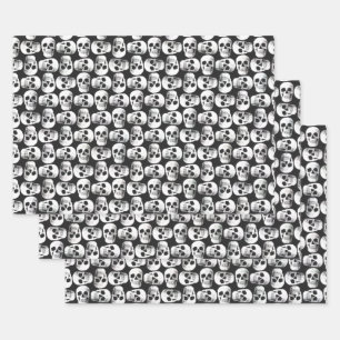 Hoja De Papel De Regalo Diseño De Patrón Blanco Y Negro Con Asustamiento D