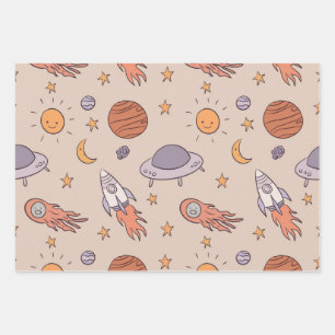 Hoja De Papel De Regalo Diseño de patrón continuo de dibujos animados lind