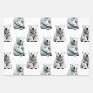 Hoja De Papel De Regalo Diseño de patrón de animal de oso polar