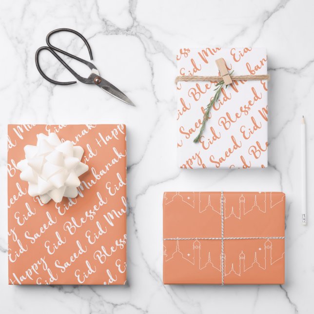 Hoja De Papel De Regalo Diseño de patrones de masjid de caligrafía de Eid  (Anverso)