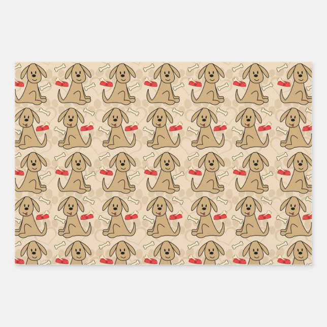 Hoja De Papel De Regalo Diseño de perros con pipa marrón (Anverso)