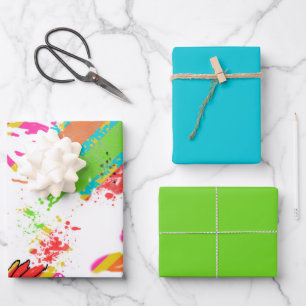 Hoja De Papel De Regalo Diseño de raya de margarita de arcoíris - Verde az
