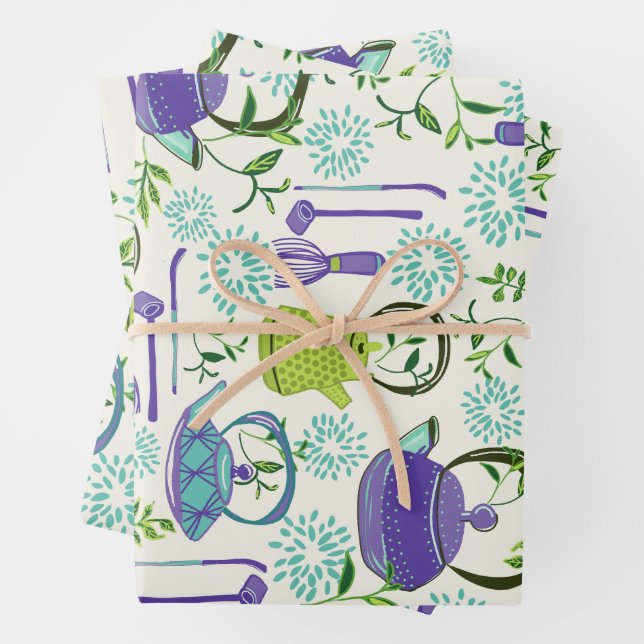 Hoja De Papel De Regalo Diseño de tetera verde japonesa (In situ)