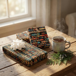 Hoja De Papel De Regalo Diseño de tótem y plumas nativos estadounidenses