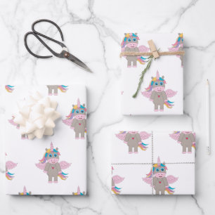 Hoja De Papel De Regalo Diseño de unicornio arco iris