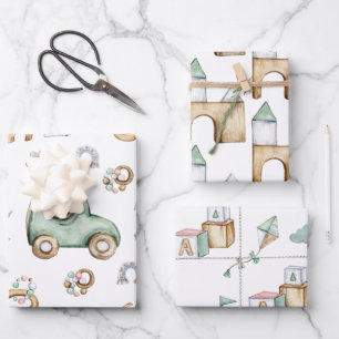 Hoja De Papel De Regalo Diseño del bebé color del agua