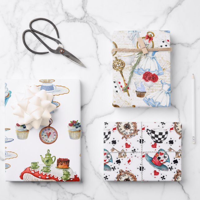 Hoja De Papel De Regalo Diseño del Fiesta Alice Tea (Anverso)