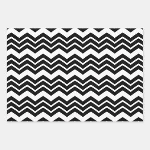 Hoja De Papel De Regalo Diseño del patrón de Chevron de Zigzag blanco negr