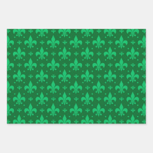 Hoja De Papel De Regalo Diseño del patrón de flor verde de lis