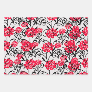 Hoja De Papel De Regalo Diseño del patrón de Ilustracion floral de rosa ro