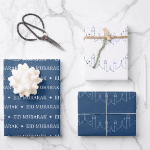 Hoja De Papel De Regalo Diseño del patrón de masculinidad de Navy Eid Muba