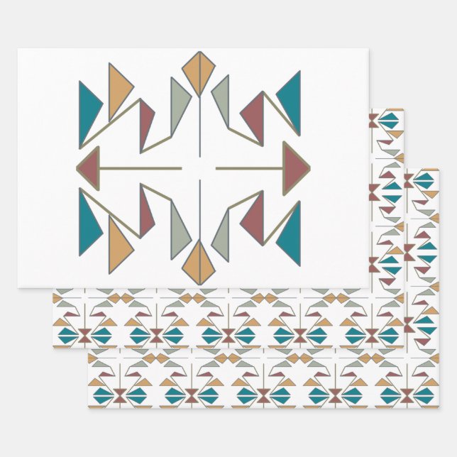 Hoja De Papel De Regalo Diseño del patrón de triángulo oblicuo del suroest (Set)