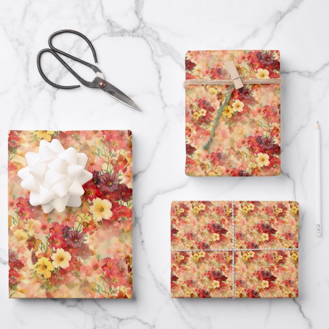 Hoja De Papel De Regalo Diseño elegante con motivos florales de época (Anverso)