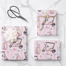 Hoja De Papel De Regalo Diseño elegante de golf femenino rosa