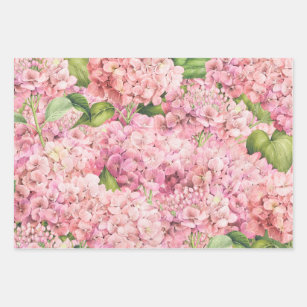 Hoja De Papel De Regalo Diseño elegante de hidrangea rosa floral