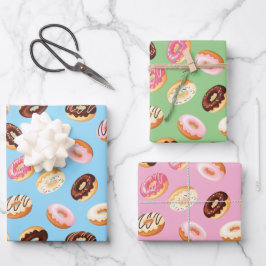 Hoja De Papel De Regalo Diseño en baldosas de Donuts
