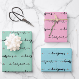 Hoja De Papel De Regalo Diseño en mosaico Bonjour