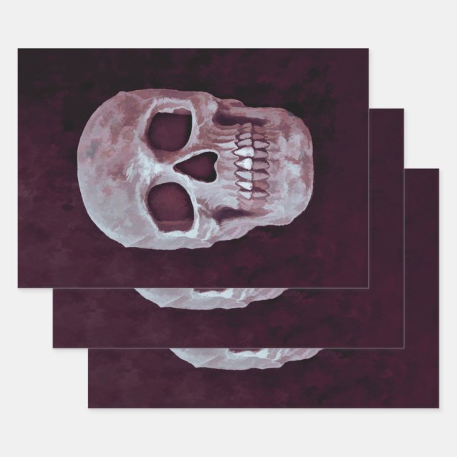 Hoja De Papel De Regalo Diseño espeluznante de Guay púrpura de cabeza de c (Set)