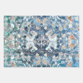 Hoja De Papel De Regalo Diseño étnico de nativos tribales clásicos azules 