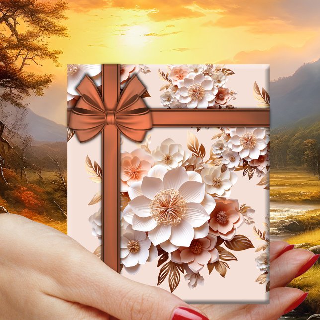 Hoja De Papel De Regalo Diseño floral festivo (Wrapping paper showing a festive floral design in 3 different colors. Great for any celebration)