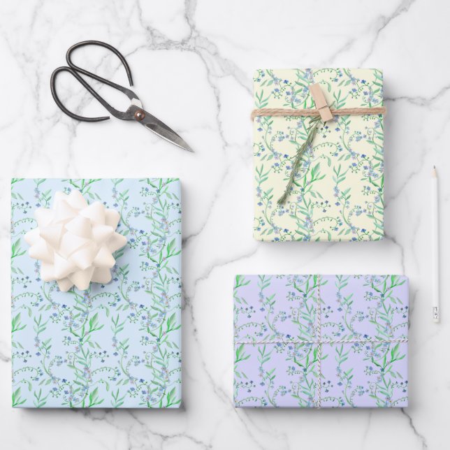 Hoja De Papel De Regalo Diseño floral Olvidar-Me-Not (Anverso)