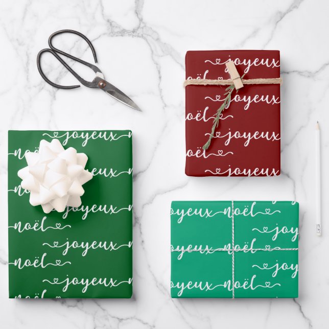 Hoja De Papel De Regalo Diseño Francés Joyeux Noel (Anverso)