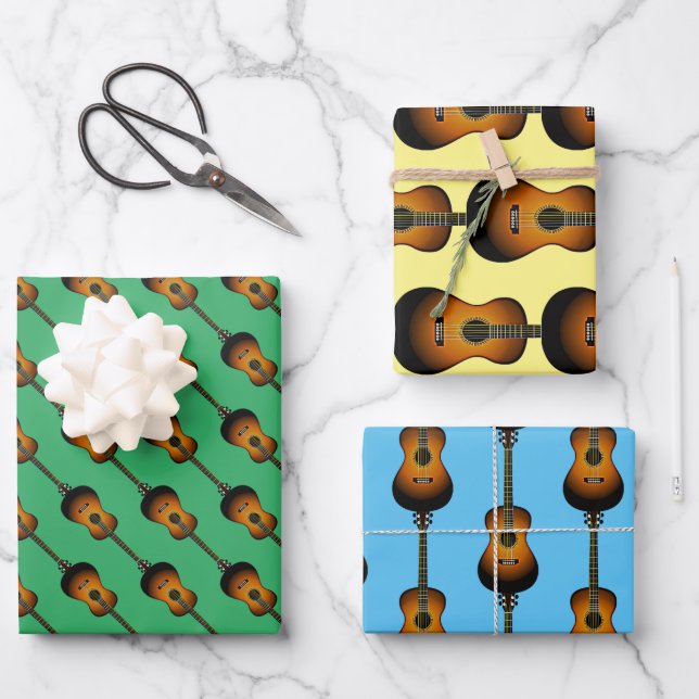 Hoja De Papel De Regalo Diseño musical de guitarra acústica (Anverso)