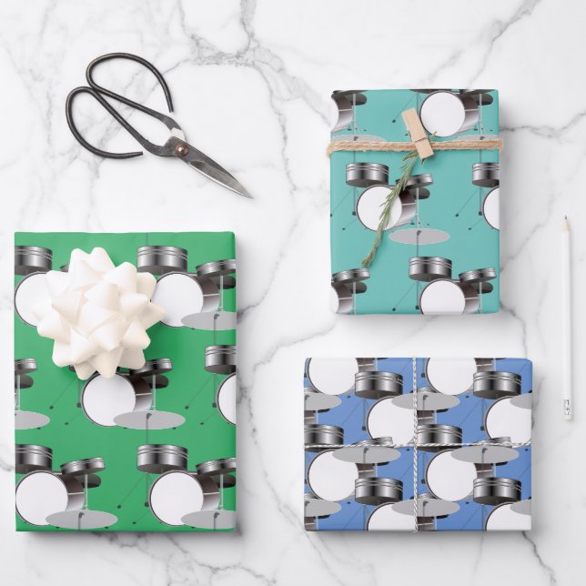 Hoja De Papel De Regalo Diseño musical del juego de tambores (Anverso)