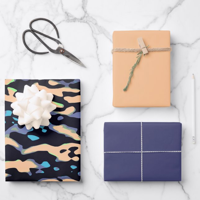 Hoja De Papel De Regalo Diseño MVB Cameo Masculino Azul 2 (Anverso)