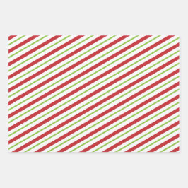 Hoja De Papel De Regalo Diseño rayado de Navidades rojos y verdes