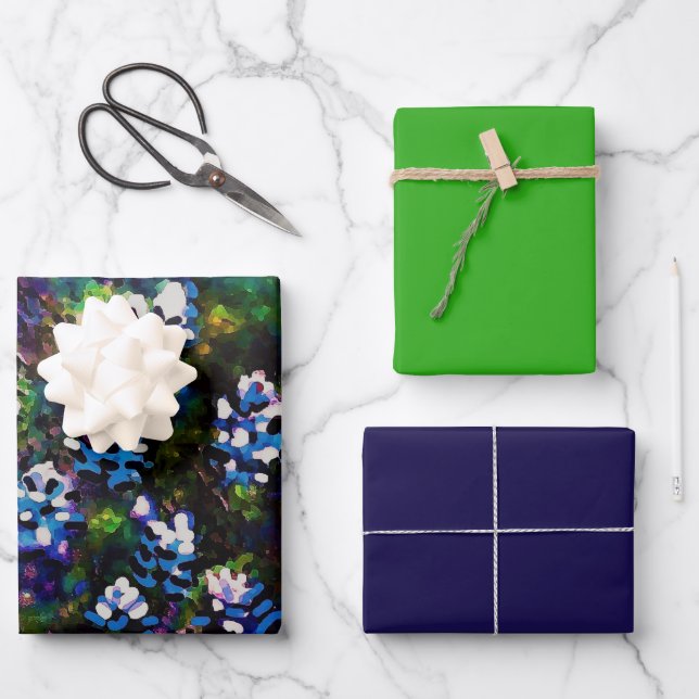 Hoja De Papel De Regalo Diseño Texas Blue Bonnet Blitz (Anverso)