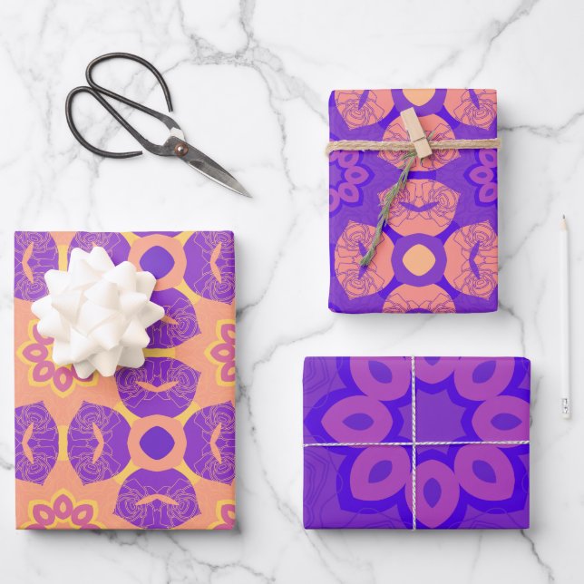 Hoja De Papel De Regalo Diseño violeta (Anverso)