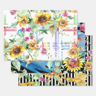 Hoja De Papel De Regalo Diseños de acuarela de girasol
