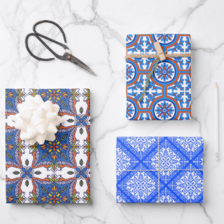 Hoja De Papel De Regalo Diseños de Azulejos Hermosos