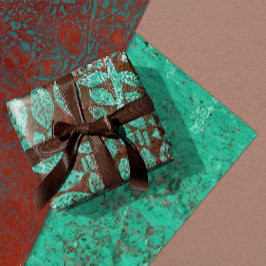 Hoja De Papel De Regalo Diseños de boho verde azulado y oxidado