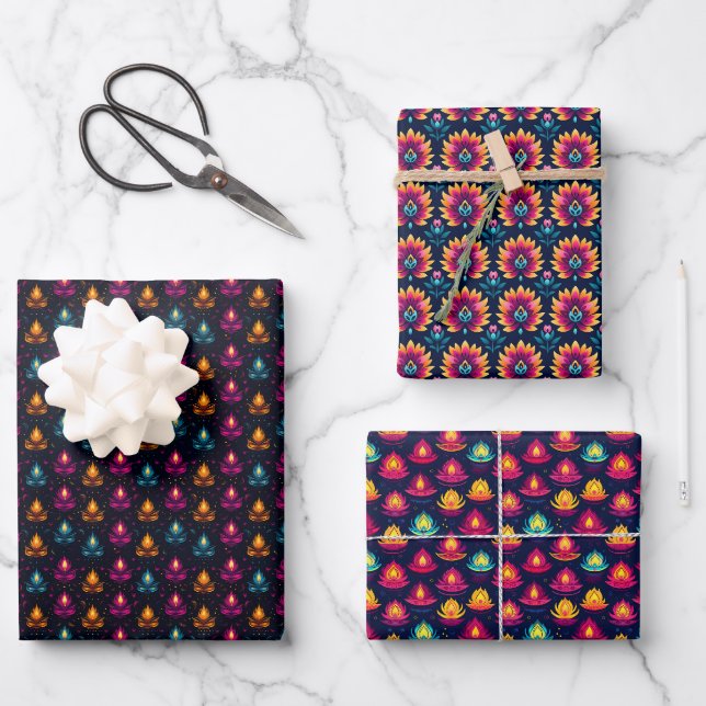 Hoja De Papel De Regalo Diseños de Diwali (Anverso)