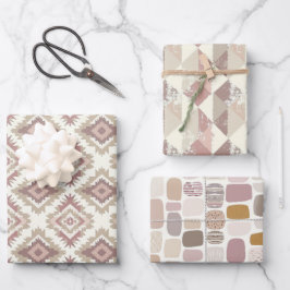 Hoja De Papel De Regalo Diseños geométricos de los tonos de tierra