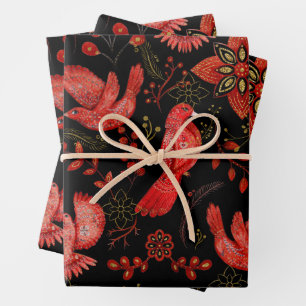 Hoja De Papel De Regalo Diseños vibrantes de patrones florales y frondosos