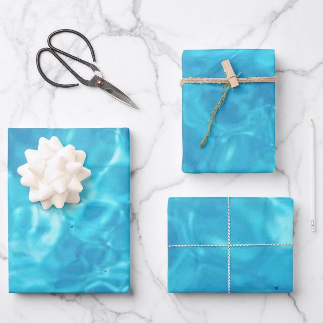 Hoja De Papel De Regalo Diversión al agua de la piscina | Azul | (Anverso)