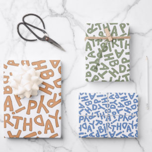 Hoja De Papel De Regalo Diversión Audaz Feliz Celebración de Cumpleaños