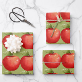 Hoja De Papel De Regalo Diversión con la Manzana Roja Fruta