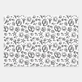 Hoja De Papel De Regalo Diversión de Verano B&W